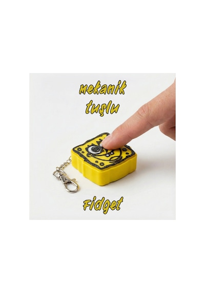 Sünger Bob Kare Pantolon 3d Baskı Fidget Clicker Anahtarlık - Sağlam Metal Askılı Çok Renkli