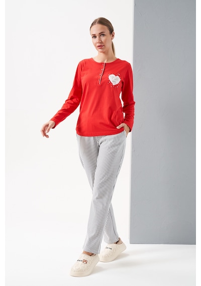 Relax Mode Kadın Kırmızı Patlı Pijama Takımı - 28062r