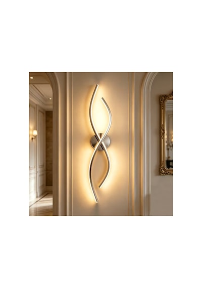 Modern Curve Led Duvar Aplik - 3 Kademeli Renk Değiştiren Salon Antre Aydınlatma Siyah