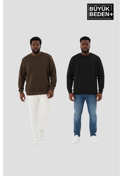 Süperlife Erkek Büyük Beden İkili Bisiklet Yaka 2 Li Set -rahat Kalıp İnce Sweatshirt Spr26bsw956+2 Black-haki Süperlife Erkek Büyük Beden İkili Bisiklet Yaka 2 Li Set -rahat Kalıp İnce Sweatshirt Spr26bsw956+2 Black-haki