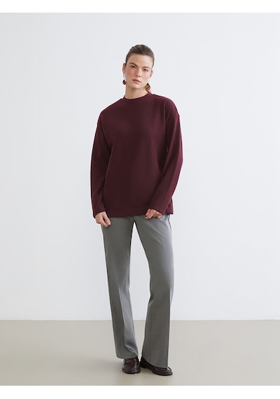 Lcw Everyday Mürdüm Bisiklet Yaka Oversize Kadın Tişört