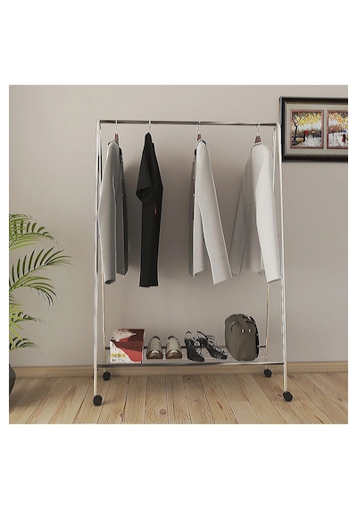 Tekerlekli Oval Askılık Ayaklı Askılık Konfeksiyon Butik Askılık Krom