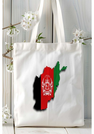 Art Hediye Afganistan Bayrak Baskılı Bez Çanta Omuz Çantası Model Çok Renkli