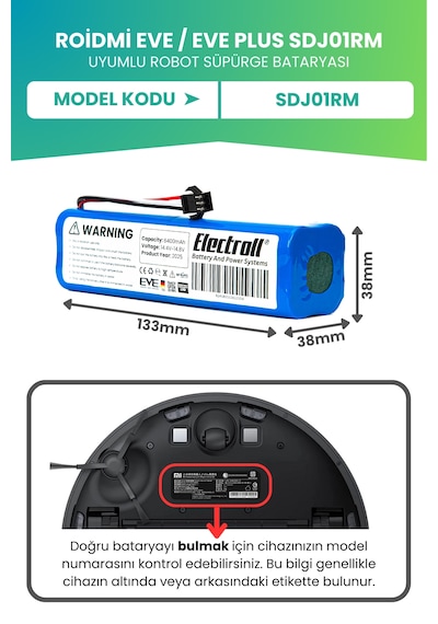 Roidmi Eve / Eve Plus Sdj01rm Uyumlu Batarya 6400mah