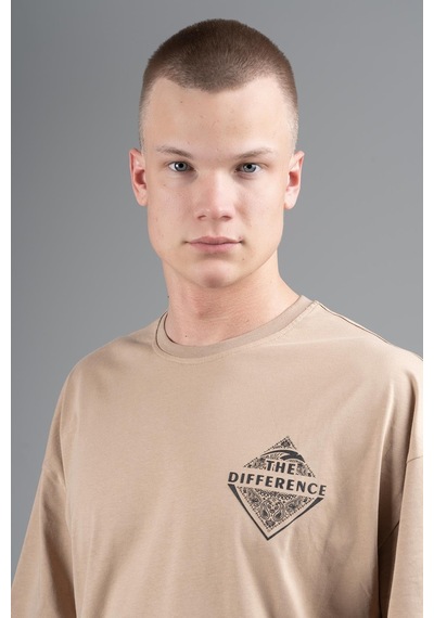 Maraton Sportswear Oversize Erkek Bisiklet Yaka Kısa Kol Basic Açık Vizon T-shirt 22694-açık Vizon