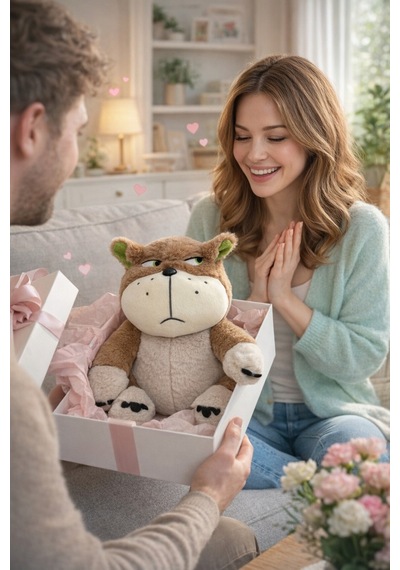 Sevgiliye Yumuşak Kızgın Kötü Kedi Orijinal Model Çocuk Peluş Kedi Oyun Ve Uyku Arkadaşı Kahverengi Kahverengi