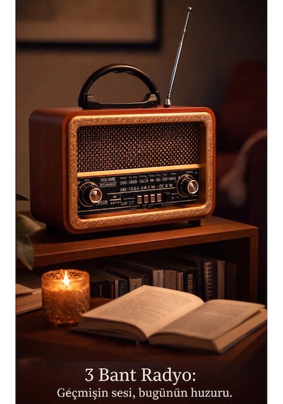 Ahşap Görünümlü Nostaljik Radyo - Bluetooth, Usb, Mp3 Çalar Müzik Kutusu
