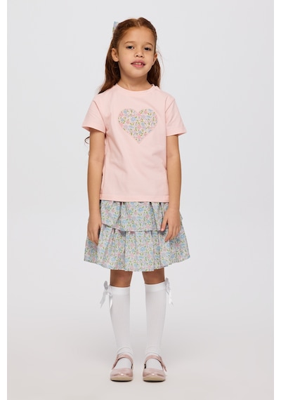 Panço Liberty Kumaş Kısa Kollu Kız Çocuk Tişört Pembe 5621GK05009