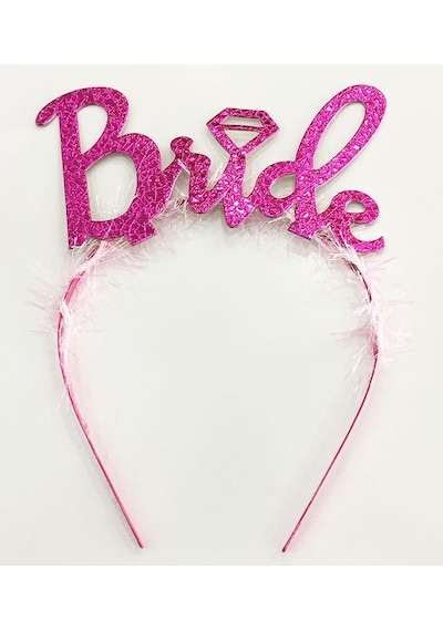 Fuşya Renk Bekarlığa Veda İtalik Yazı Alyanslı Bride Taç
