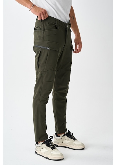 Dechers Soft Shell Rüzgar, Su & Soğuk Geçirmez İçi Polarlı Kışlık Taktik Pantolon E218-11 Haki