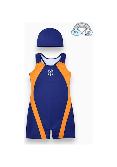 My Kids Wear Kız Çocuk Deniz Yüzücü Mayoları 5-16 Yaş 12617 Beyaz - Sarı