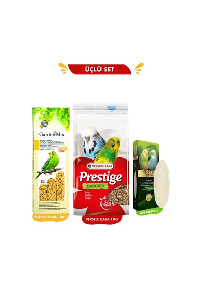 Üçlü Başlangıç Seti: Versele Laga Muhabbet Yemi 1 Kg + Muzlu Yumurtalı 3lü Kraker + Gold Wings S Kalamar Kemiği