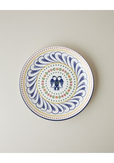 Fiesta Talavera Porselen Pasta Tabağı 21 Cm Beyaz - Lacivert