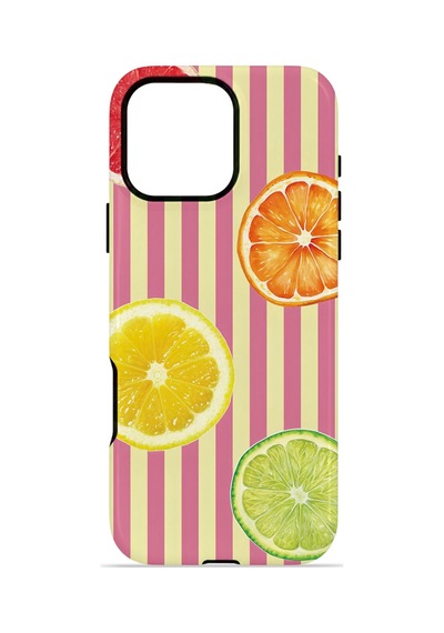 Apple iPhone Uyumlu 16 Pro Max Vorian Çift Katmanlı Kılıf Citrus Fiesta Stripe