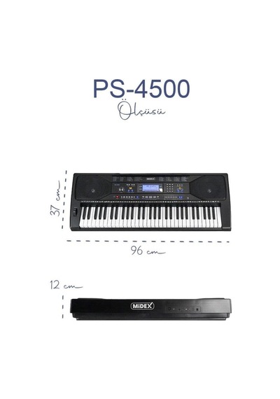 Midex Ps-4500ks Tuş Hassasiyetli 61 Tuşlu Org Lcd Ekran Usb Mp3 Stand Kulaklık Çanta Notalık Adaptör