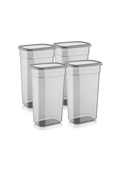 4 Adet Elina Jumbo Etiketli Dikdörtgen Saklama Kabı - Tablet Deterjan Saklama Kutusu Seti 3200 Ml