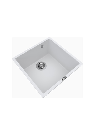 Polex Cristalüx Granit Evye P-X40 Beyaz Tezgah Altı Ve Tezgah Üstü Kare Mutfak Evyesi 53.8x44 CM