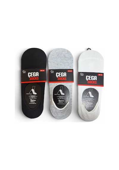 Çega Socks Dikişsiz Pamuklu Silikonlu Kaymaz Babet Çorap 12'li Çok Renkli Çok Renkli