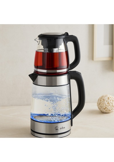 2'si 1 Arada Elektrikli Çay Makinesi Ve Kettle 2l+1.2l Çelik