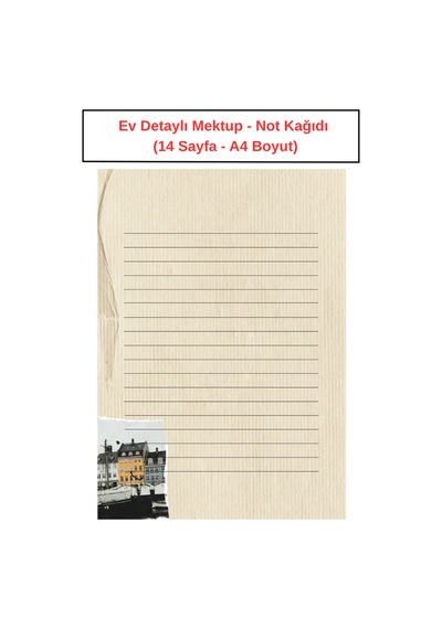 Ev Detaylı Mektup Not Kağıdı 14 Sayfa A4 Boyut