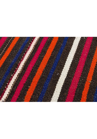 Beyaz Kirmizi Çizgili Siyah Kilim Paspas
