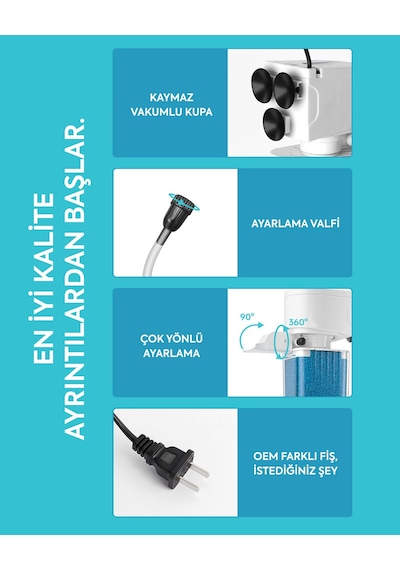 Jingye Jy-5100f Beyaz Şeffaf Gövdeli Akvaryum İç Filtresi 6w 500l/h - Modern Ve Sessiz Filtrasyon