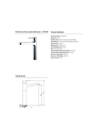 Newarc Domino Çanak Tipi Lavabo Bataryası Krom 971001