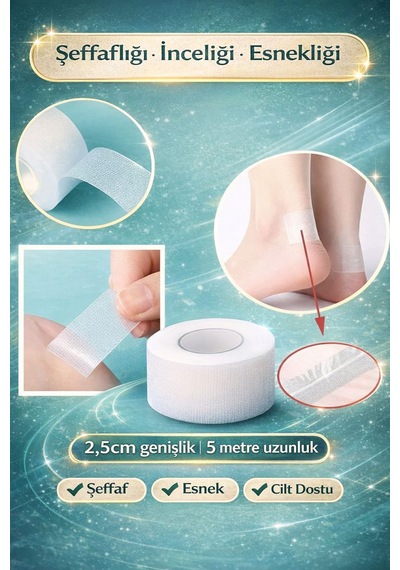 Şeffaf Ayak Vurması Bandı 2,5 Cm X 5 M Esnek Cilt Dostu Flaster