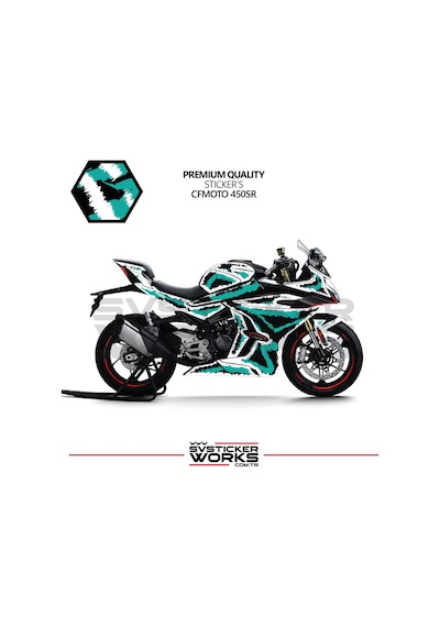 Cfmoto 450sr Kaplama Sticker Air Brush Motor Kaplama Modeli Hazır Kit Tüm Modeller Uyumlu Turkuaz