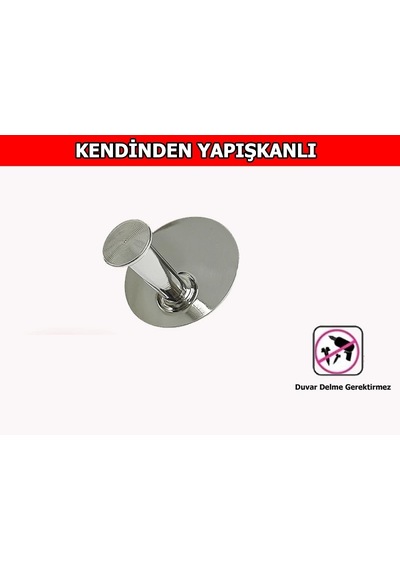Askılık Yapışkanlı Thincal Yuvarlak Tekli Krom Rengi Pakette 4 Adet Çok Renkli