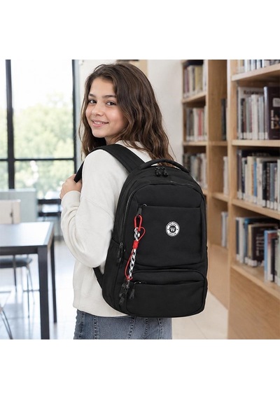 Unisex Çok Bölmeli Sırt Çantası Okul, Seyahat Ve Outdoor Kullanım Siyah