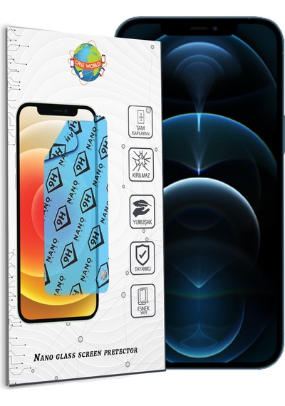 Apple Uyumlu   iPhone 12 Pro Max Nano Ekran Koruyucu Kırılmaz Esnek Cam