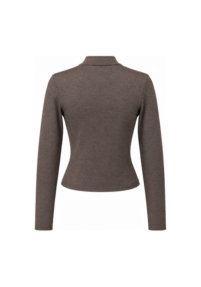 Mixray 2243 Kadın Yarım Balıkçı Yaka Uzun Kollu Slim Fit Bluz Kahve