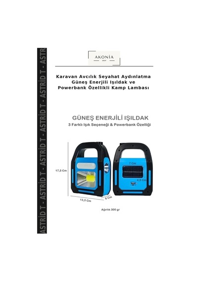 Karavan Avcılık Seyahat Aydınlatma Güneş Enerjili Işıldak Ve Powerbank Özellikli Kamp Lambası
