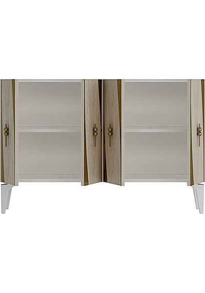Ka1213btg Elips Konsol Ve Tv Sehpası Beyaz-traverten-gold 120cm