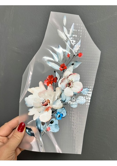 Ütü İle Yapışan Orkide Transfer Baskı Arma 29x14 Cm