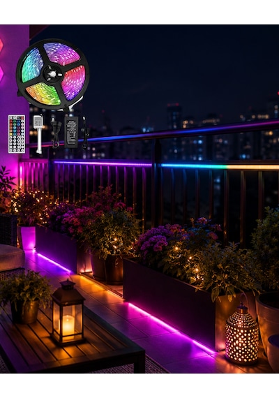 Led Strip Rgb 5 Metre Çok Renkli Kumandalı Şerit Led Işık Seti - Lisinya