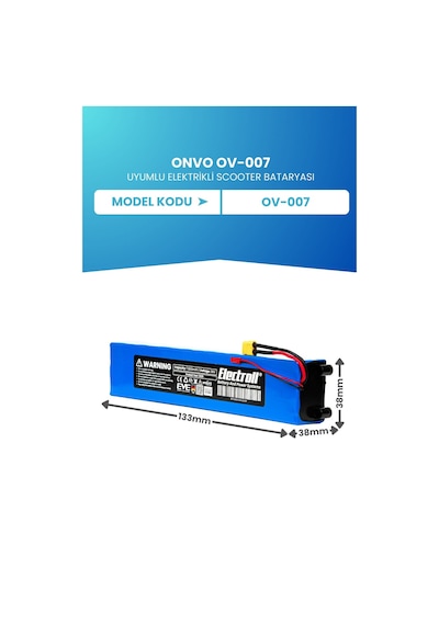 Onvo Ov-007 Uyumlu Batarya Orjinal Kapasite 36v 7800mah Mavi