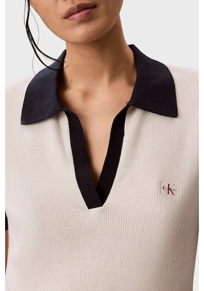 Calvin Klein Logolu % 100 Pamuk Regular Fit Polo Lv047g308gyas Bayan Polo Lv047g308g Yas Krem