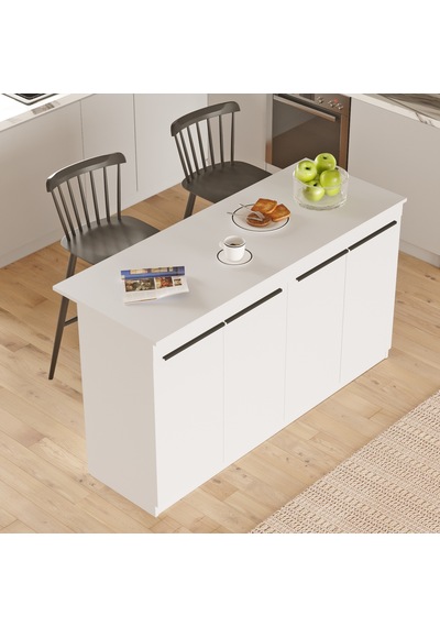 Robin Home Liva Mutfak Adası Ada Mutfak Yemek Masası 160cm Beyaz