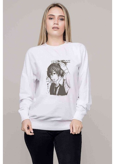 Anime Tokyo Ghoul Anteiku Baskılı Beyaz Kadın Sweatshirt (528293863)