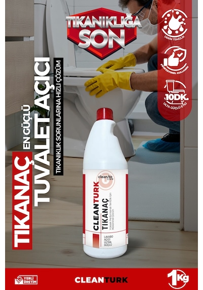 Cleanturk Tıkanaç Asidik Tuvalet Ve Kanalizasyon Açıcı Güçlü Temizlik 1 Kg