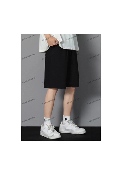 Tarzsokak Y2k Unisex Yaz Şort Bermuda Harajuka Anime Retro Kod-11612 Siyah