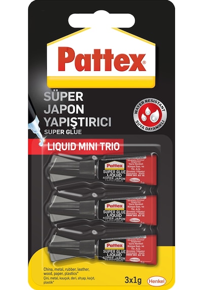Pattex Süper Mini Trio Japon Yapıştırıcı 3 x 1 G Blister