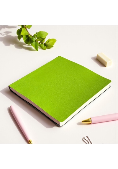 Defter, Çizgisiz Not Defteri Pu Deri Not Defteri 16,5x16,5 Cm, 96 Yaprak 192 Sayfa , 90 Gr Yeşil
