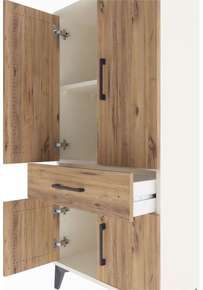 Arges Dolap 2 Raflı Tek Çekmeceli 4 Kapaklı 60x30x134 Aytaşı-çam Aytaşı