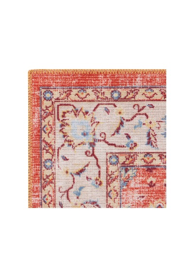 Cool Halı Happy Kırmızı Halı Vintage Kaymaz Eskitme Bohem Modern Kiremit Salon Oturma Odası Halısı