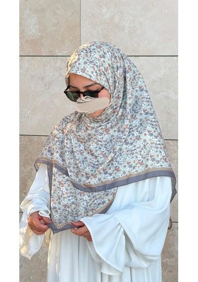 Qalortex Scarf Meyra Desen B.boy Eşarp - Suyeşili Su Yeşili