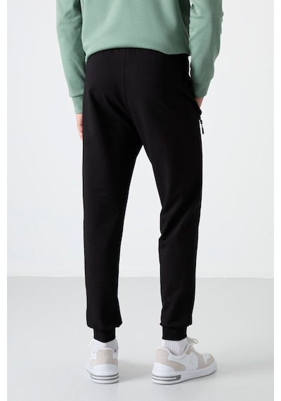 Tommy Life Siyah Fermuar Cepli Standart Kalıp Jogger Erkek Eşofman Alt - 84587 Siyah - Siyah