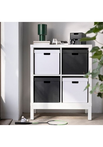 Ikea Fjäderharv Kapaklı Kutu, Antrasit, 32x35x31 Cm